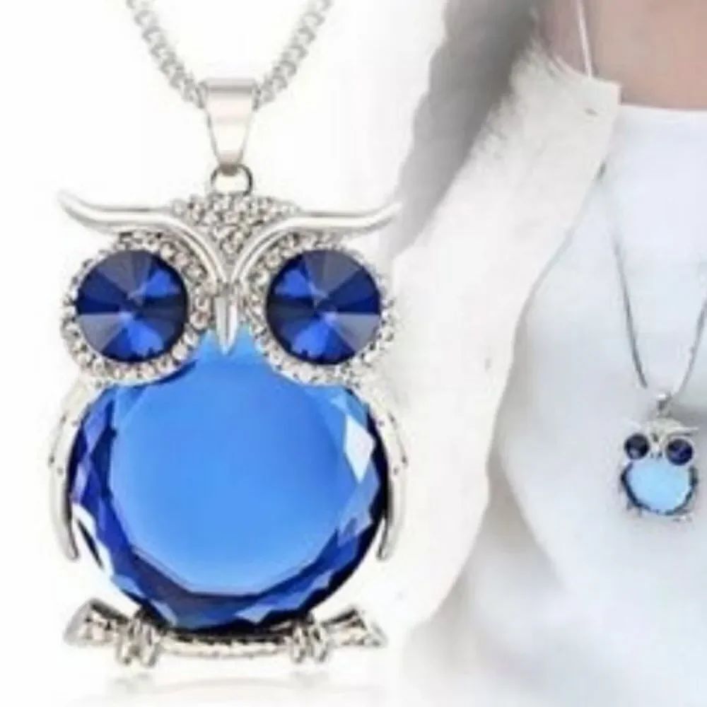 Royal Blue Stone Owl Necklace